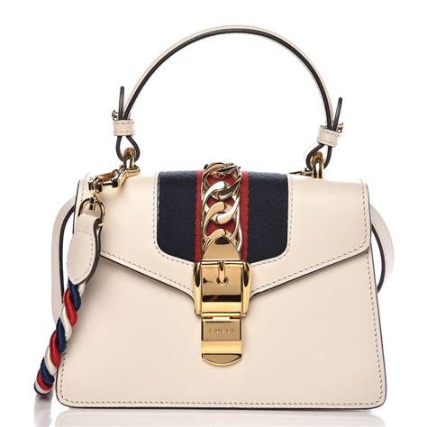 gucci sylvie mini chain bag white|GUCCI Calfskin Mini Sylvie Chain Shoulder Bag White.